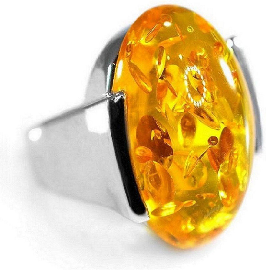 Jaipur Gemstone Amber ring with natural amber stone lab certified