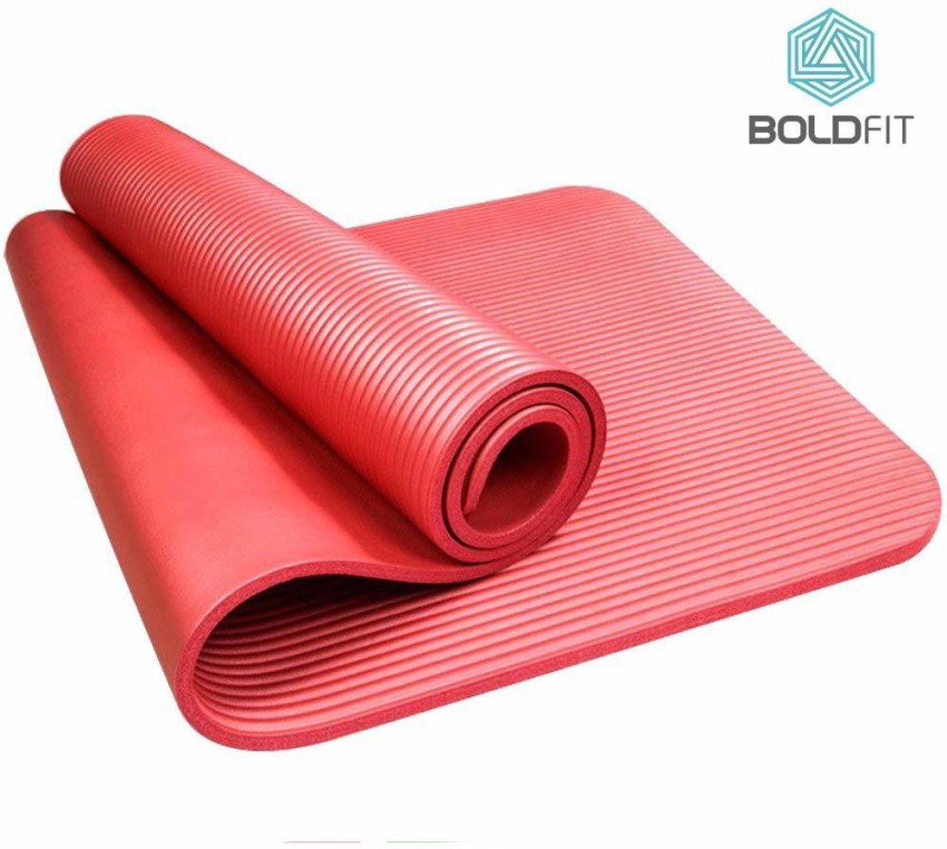 BOLDFIT extra-thick yoga and exercise mat with carrying strap (1/2-inch,  red) Red 12 mm Yoga Mat - Buy BOLDFIT extra-thick yoga and exercise mat  with carrying strap (1/2-inch, red) Red 12 mm