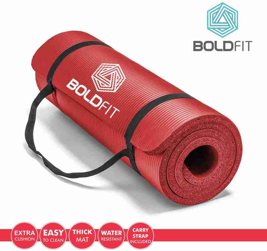 BOLDFIT extra-thick yoga and exercise mat with carrying strap (1/2-inch,  red) Red 12 mm Yoga Mat - Buy BOLDFIT extra-thick yoga and exercise mat  with carrying strap (1/2-inch, red) Red 12 mm