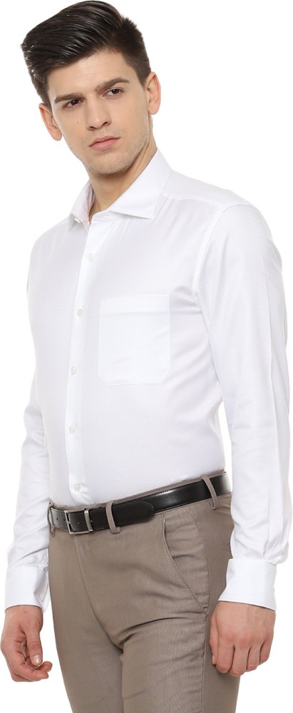 Louis Philippe Men's Solid Slim Fit Casual Shirt Matte White Size