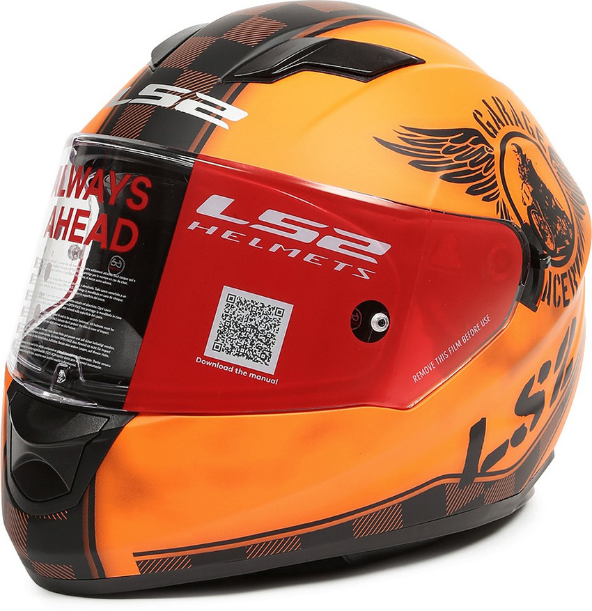 LS2 Garage Black Orange Motorbike Helmet Buy LS2 Garage Black