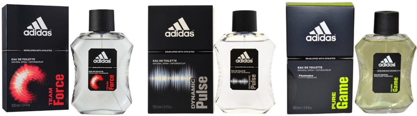 ADIDAS Dynamic Pulse Pure Game and Team Force Perfume 100ml Each Eau de Toilette 300 ml