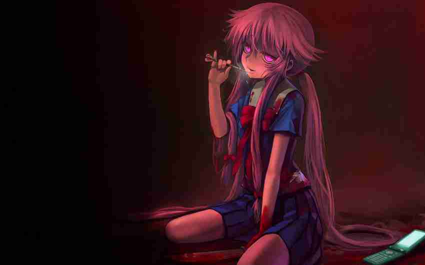 Athah Anime Mirai Nikki School Uniform Yuno Gasai Girl Future Diary Pink  Hair Pink Eyes Yandere Blood 13*19 inches Wall Poster Matte Finish Paper  Print - Animation & Cartoons posters in India 