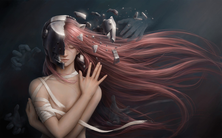 Dog, Elfen Lied, girl, anime, HD wallpaper