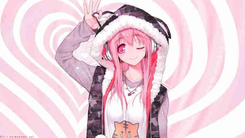 Anime girl with hoodie and headphones 2025