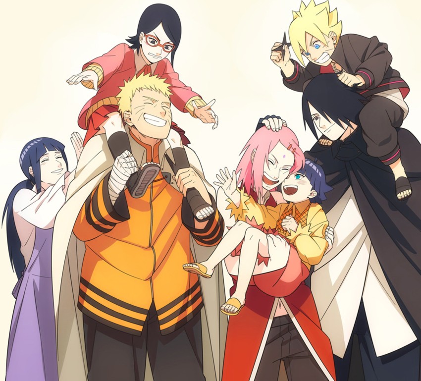 Boruto with Himawari and Hinata