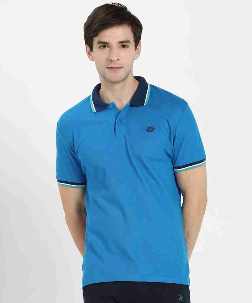 Buy LOTTO Solid Men Polo Neck Blue T-Shirt Online at Best Prices in India 