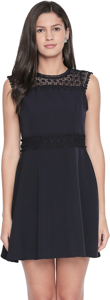 Forever Glam By Pantaloons Women A line Dark Blue Dress Buy Forever Glam By Pantaloons Women A line Dark Blue Dress Online at Best Prices in India Flipkart