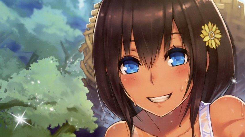 Pretty anime girl black dress brown hair happy earring blue eyes Anime  HD wallpaper  Peakpx