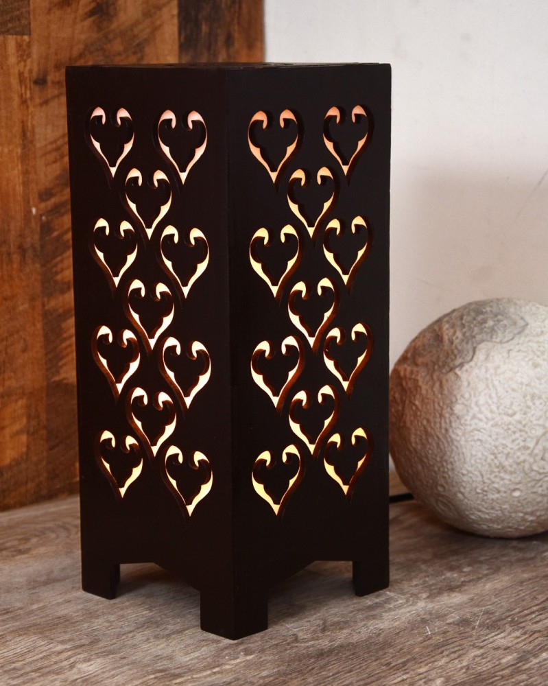 New Wooden Table Lamp with Creative Laser Cutting Design(Color-Brown)