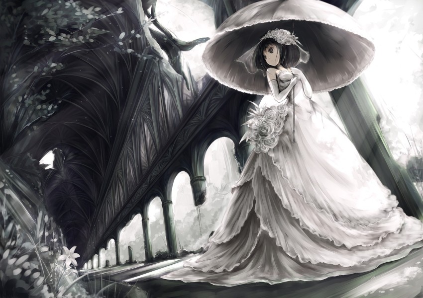 HD wallpaper anime girl gothic black dress sword moon fantasy world   Wallpaper Flare