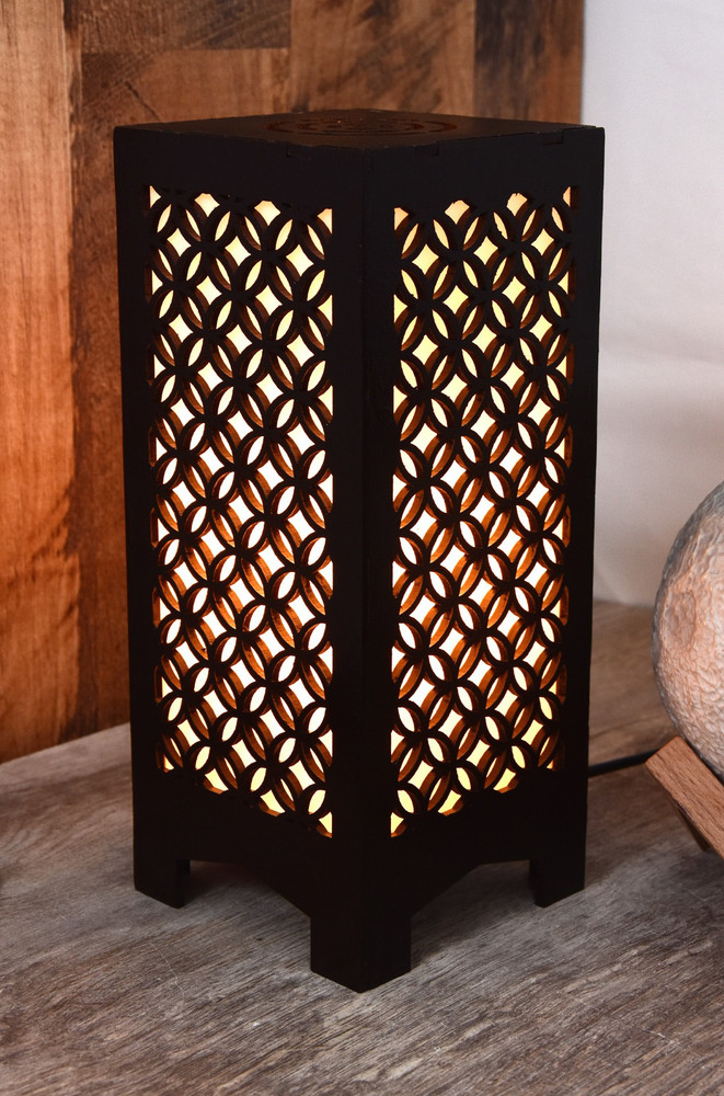 Gojeeva New Wooden Table Lamp With Creative laser cutting Design