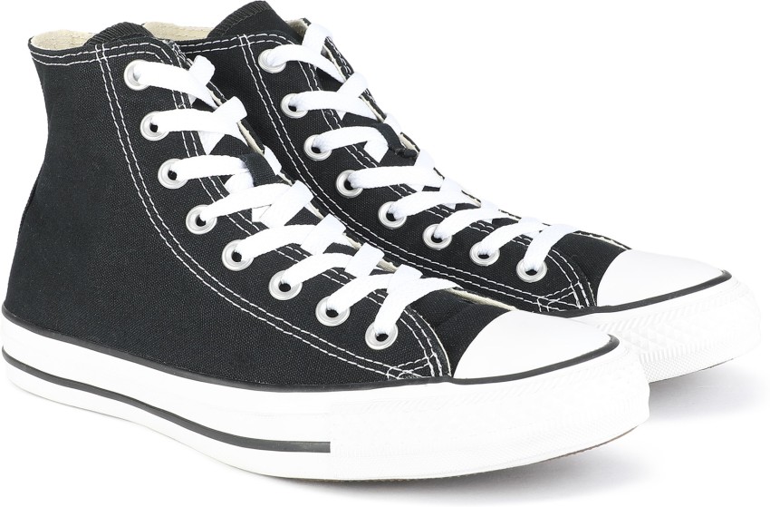 Mens black and sales white converse high tops