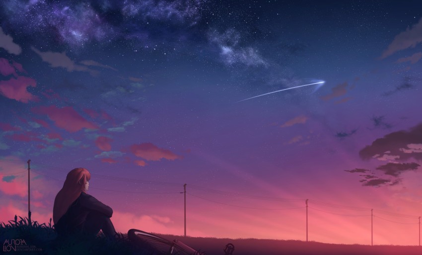 HD wallpaper: Anime, Original, Comet, Night, sky, one person, star - space  | Wallpaper Flare