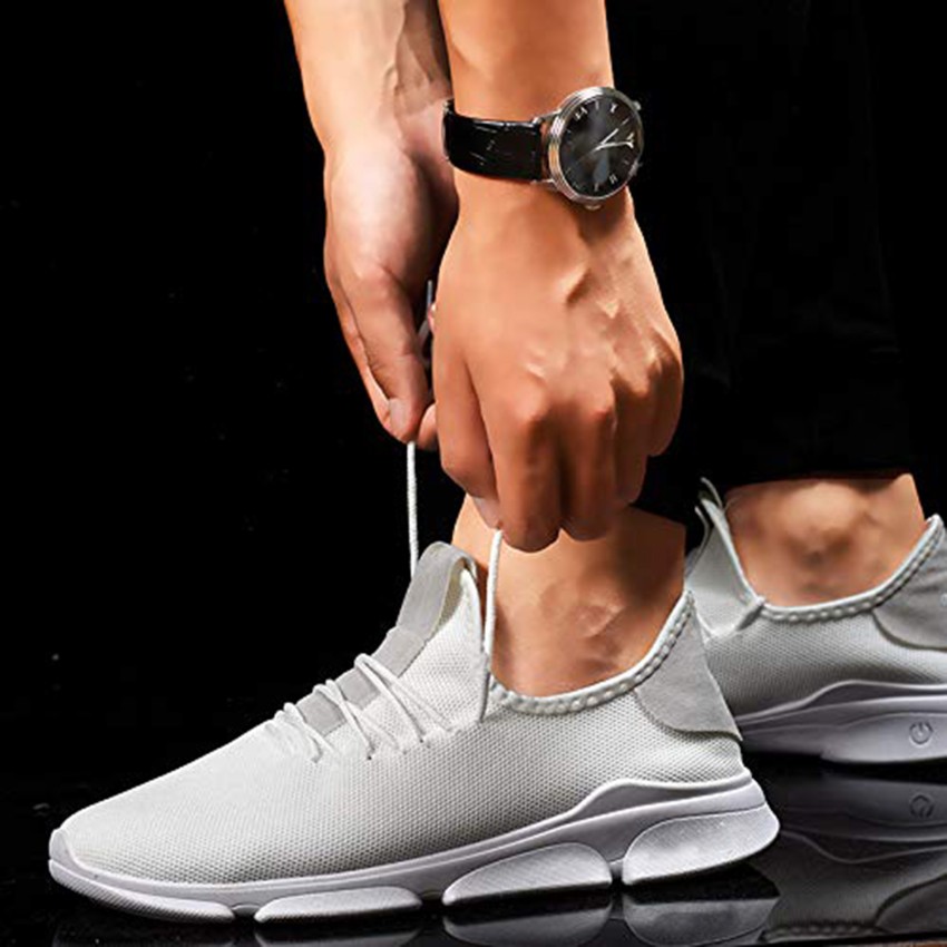Naxxic White Lace Up All Day Sports Shoes For Mens And Boys Running Shoes  For Men
