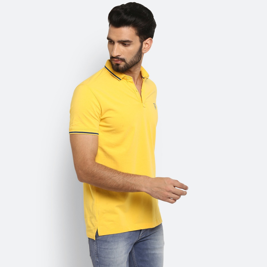 MUFTI Solid Men Polo Neck Yellow T Shirt Buy MUFTI Solid Men