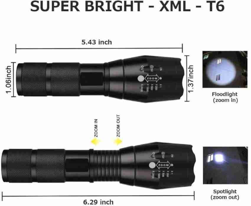 High Power LED Flashlight Super Bright Long Range Zoomable Torch