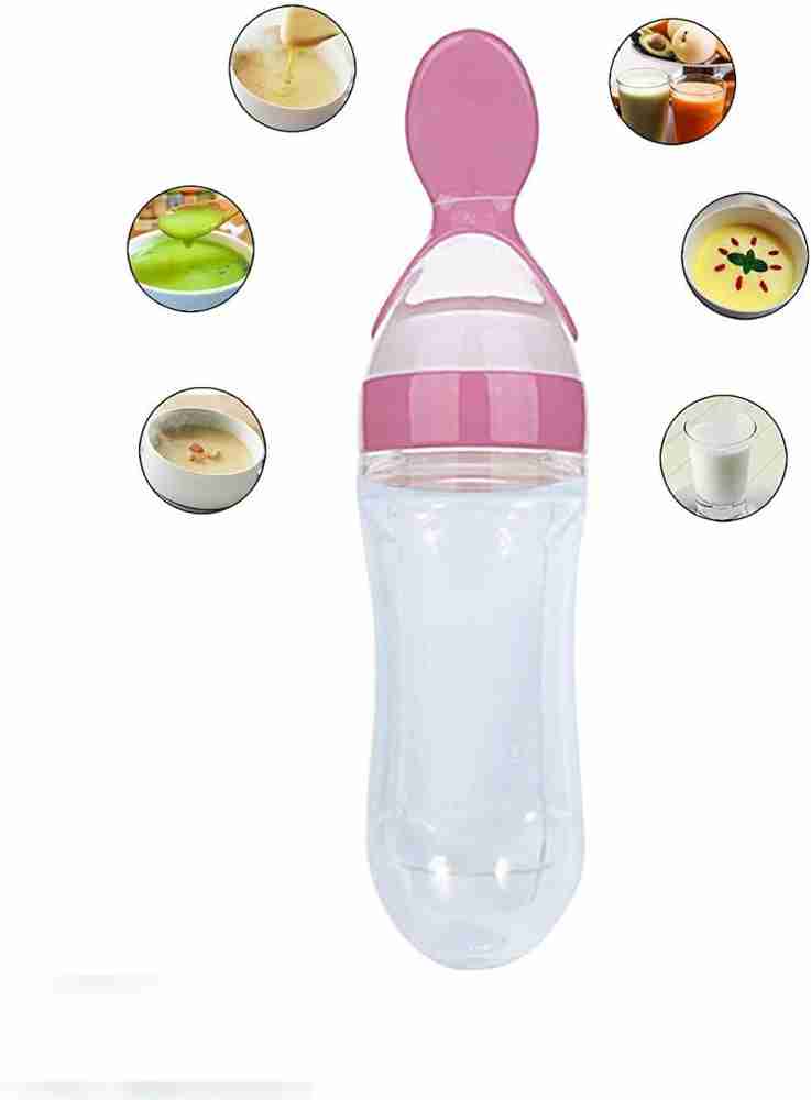 Baby Food Feeder Baby Feeders For Baby Food Blue/Pink Silicone Baby Spoon  Feeder Bottle Milk