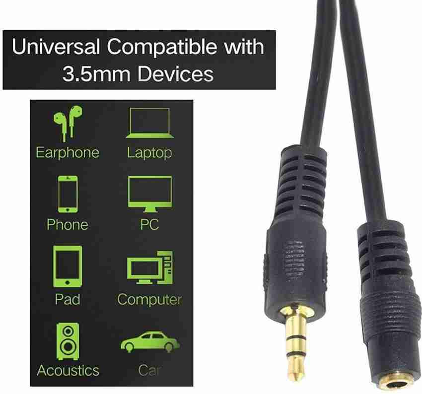 Etake Stereo Audio Cable 5 m 5 Meter 3.5 mm Male to Female Aux