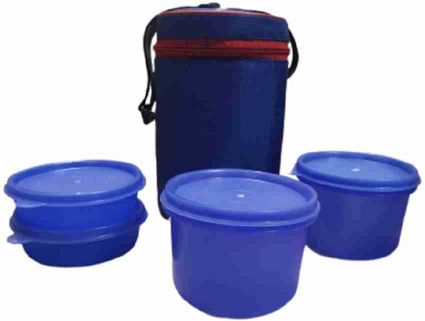 Topware 4 Container,Cylendrical Lunch Box, Blue 4 Containers  Lunch Box 