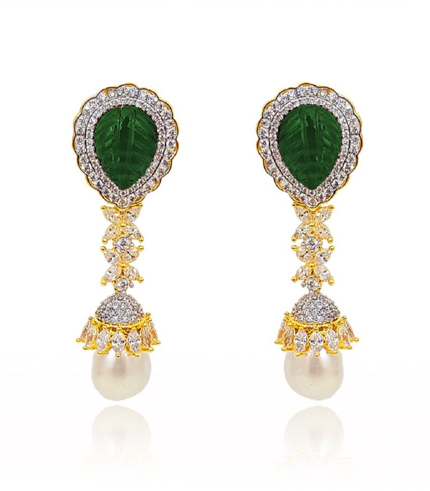 Flipkartcom  Buy SARAF RS JEWELLERY Ruby American Diamond studded drop  Earrings Cubic Zirconia Brass Drops  Danglers Online at Best Prices in  India