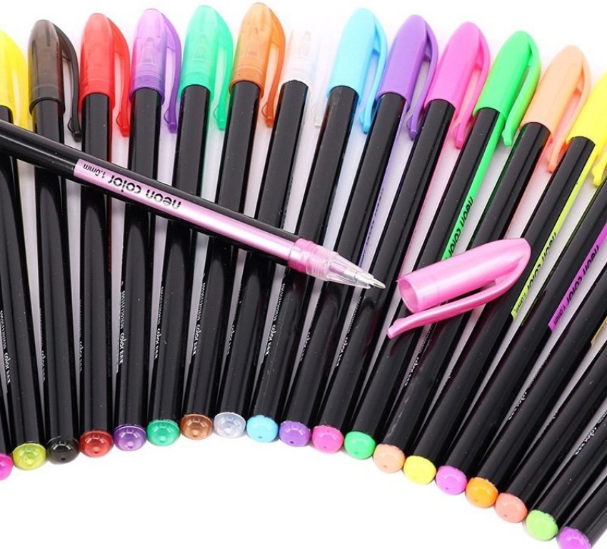 TAAJ HG6107-48 Neon Color Gel Pen Set of 48 Pcs, Metallic, Glitter Pen for  Coloring Painting Drawing
