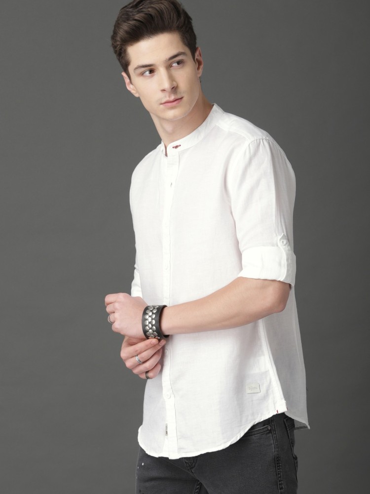 Roadster Men Solid Casual White Shirt