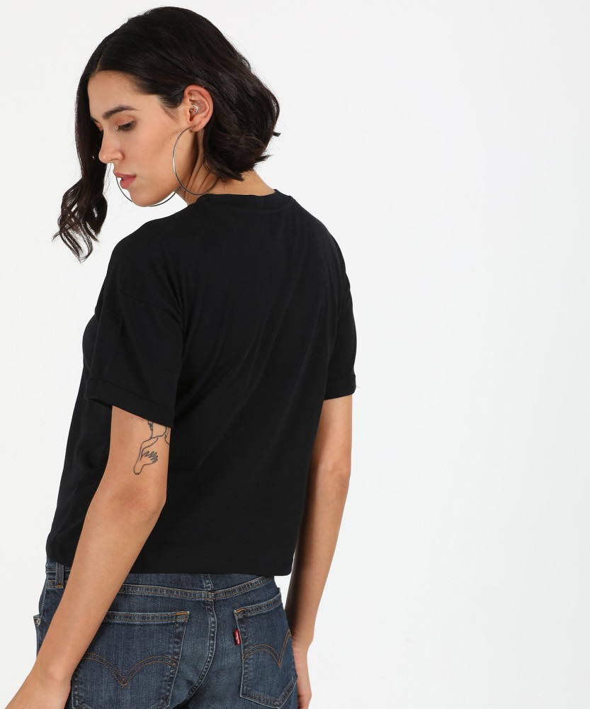 Calvin Klein Jeans Printed Women Round Neck Black T-Shirt - Buy