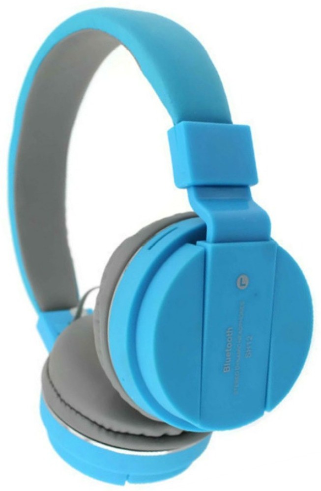 blue seed SH 12 Blue Bluetooth Headphone with SD Card Slot Bluetooth Headset