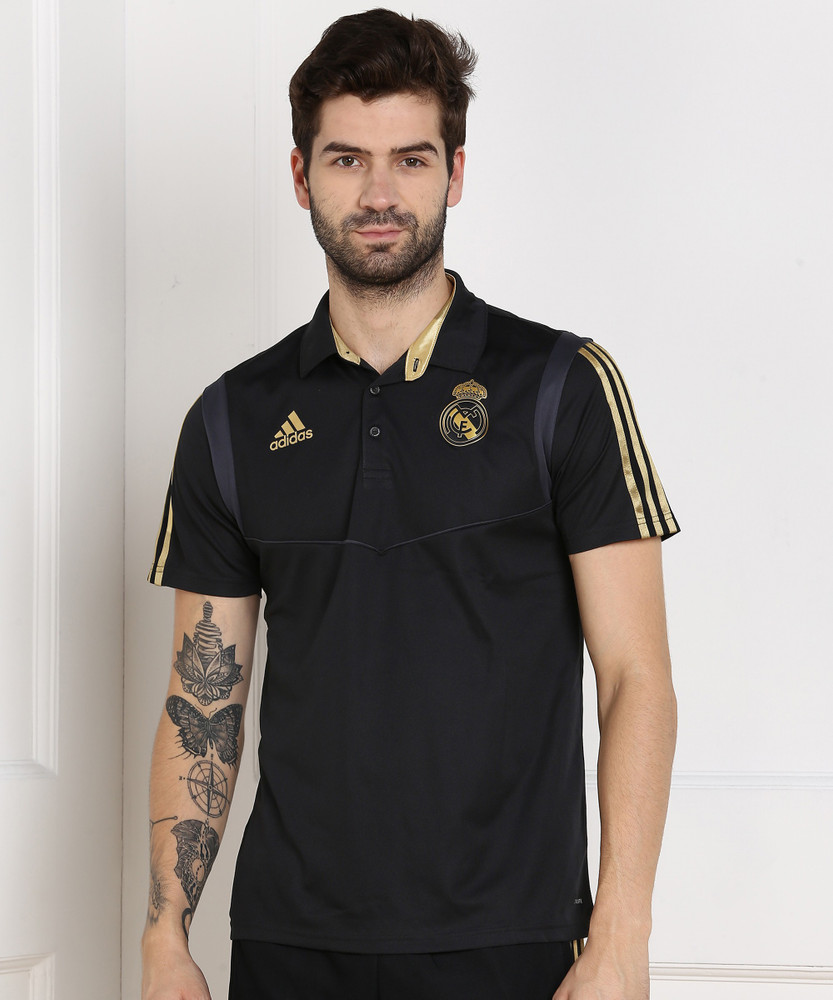 adidas black collar t shirt