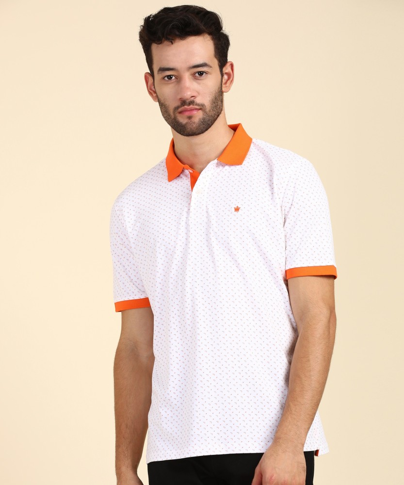 Buy Louis Philippe Men Off White Solid Polo Collar Pure Cotton T