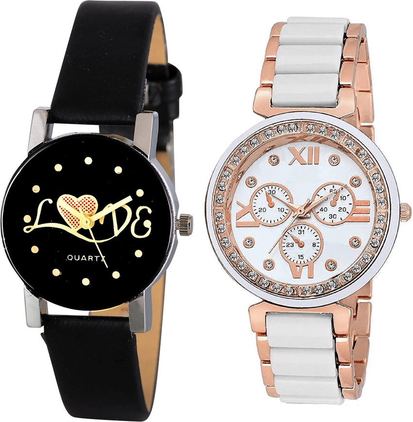 NIKOLA combo watch Analog Watch For Girls Buy NIKOLA combo watch Analog Watch For Girls Contemporary Love Love Valentine Analogue Black And White Color Girls And Women Watch