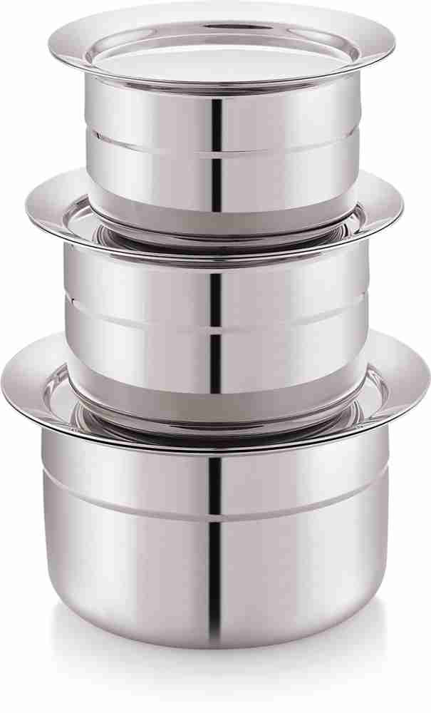 Stainless Steel Curry Biryani Pot Indian Serving Tope Patila Bhagona with  Lid