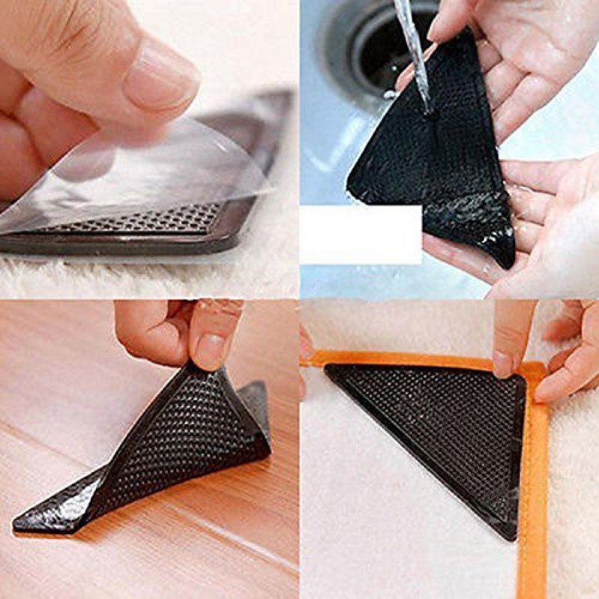 4Pcs Anti Slip Rug Grippers Rubber Corner Floor Mat Washable Carpet Pad  Stopper