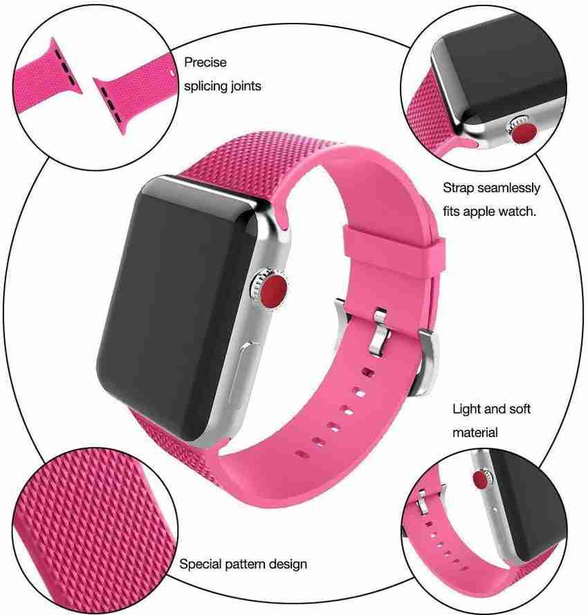 CellFAther Soft Silicone Band Strap For 42mm iWatch Series 1 2 3 Hot Pink Smart Watch Strap Price in India Buy CellFAther Soft Silicone Band Strap For 42mm iWatch Series 1