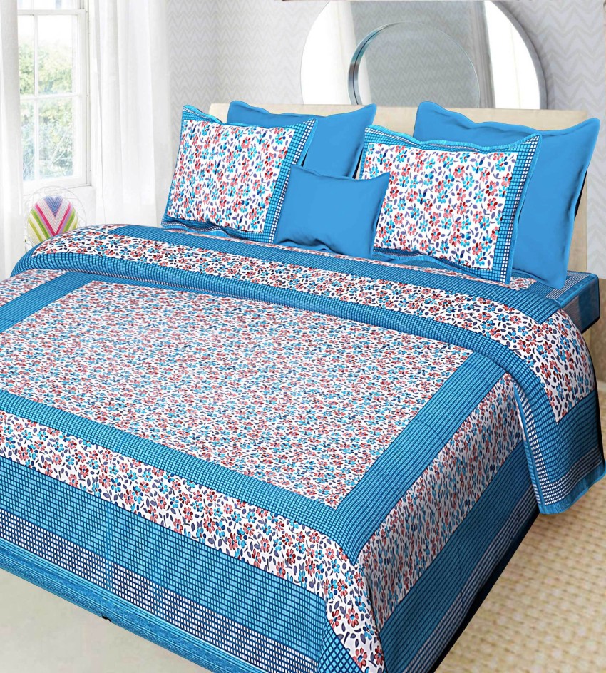 Buy Orange Traditional 300 TC Cotton 1 Double Bedsheet with 2 Pillow Covers  by Jaipur Fabric at 41% OFF by Jaipur Fabric