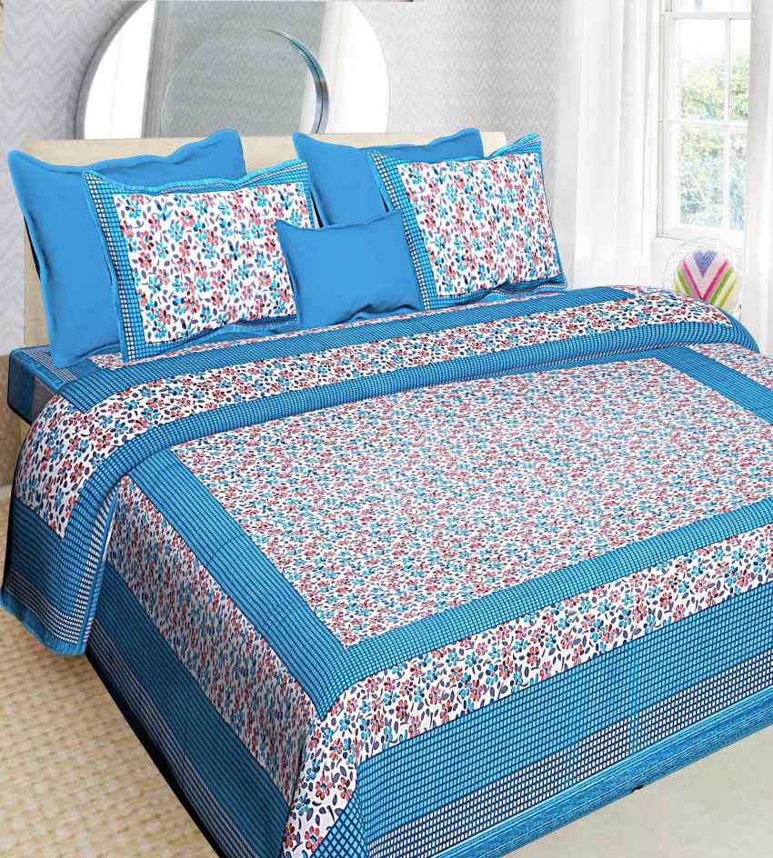 Buy Orange Traditional 300 TC Cotton 1 Double Bedsheet with 2 Pillow Covers  by Jaipur Fabric at 41% OFF by Jaipur Fabric