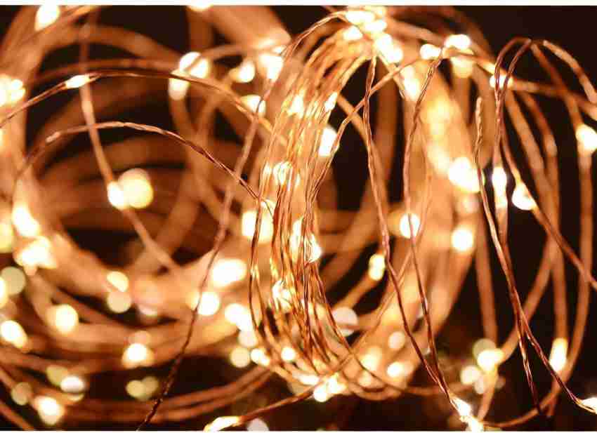 Copper String LED light 10 MTR 100 LED USB Operated Decorative Lights 100  LEDs 10 m Yellow Steady Bottle Rice Lights Price in India - Buy Copper  String LED light 10 MTR