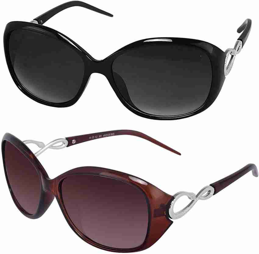 Buy hipe Butterfly, Oval, Over-sized Sunglasses Black, Brown For Women  Online @ Best Prices in India
