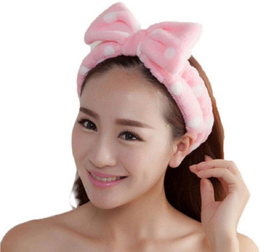 SINLAND Spa Facial Headband for Shower and Washing Face Women and Girls  Cosmetic Bow Hair Band Facial Makeup Adjustable Elastic Head Wrap Ultra  Soft