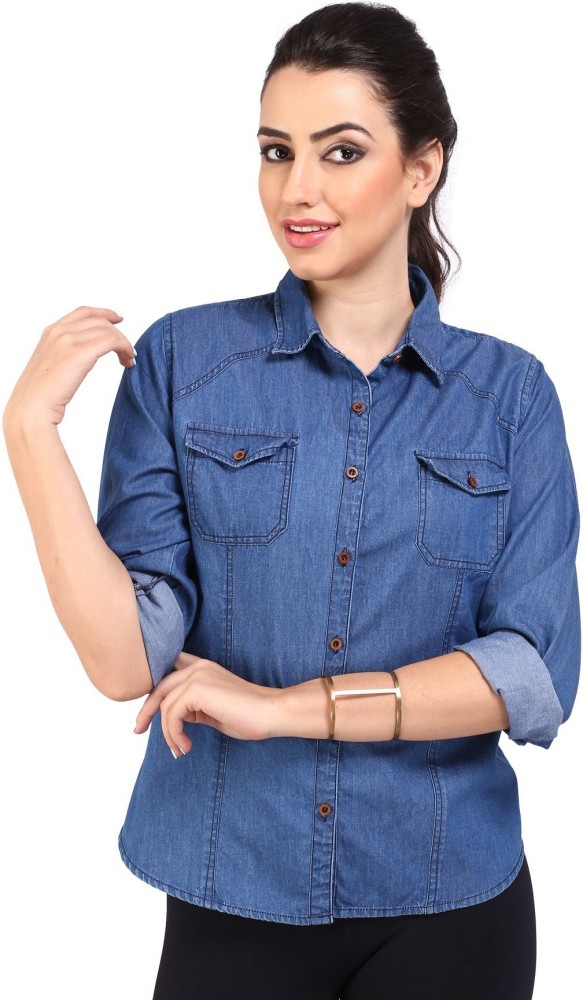 Girl in store jeans and shirt