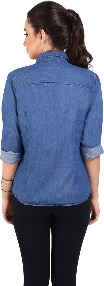 ARAENTERPRISES Women Washed Party Dark Blue Shirt - Buy ARAENTERPRISES Women  Washed Party Dark Blue Shirt Online at Best Prices in India