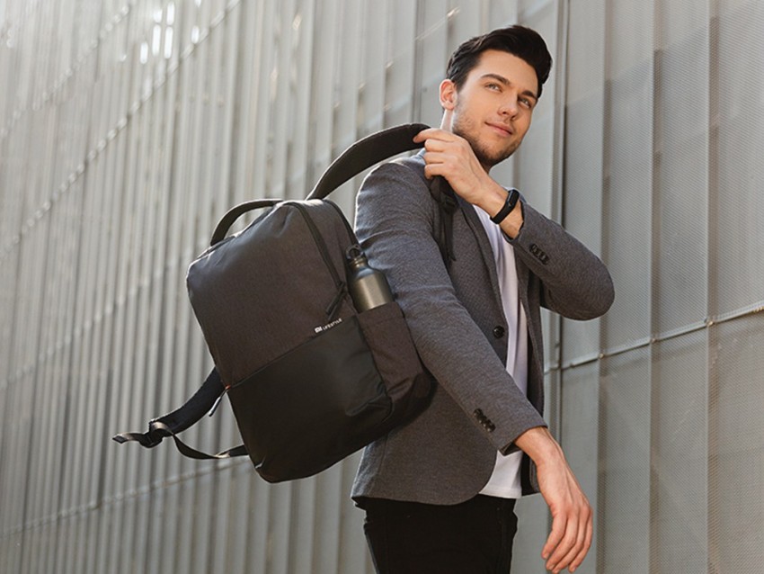 mi business casual backpack black and grey