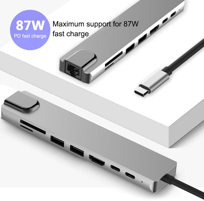 BENFEI USB C MST HUB 8in1 with USB-C to 2*HDMI/1*VGA, to 3*USB 3.0/100W  Power Delivery/3.5mm Aux Audio, Compatible with iPhone 15 Pro/Max, MacBook  Pro