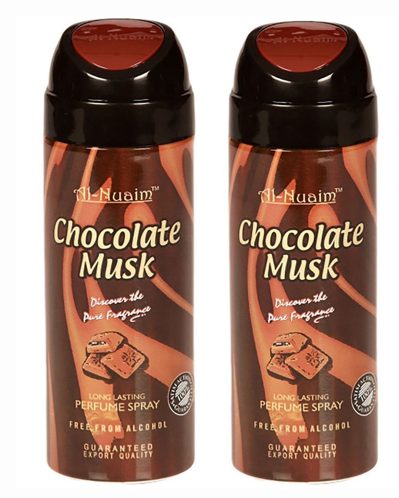 Al Nuaim Chocolate Musk Pack of 2 Perfume Body Spray For Men Women