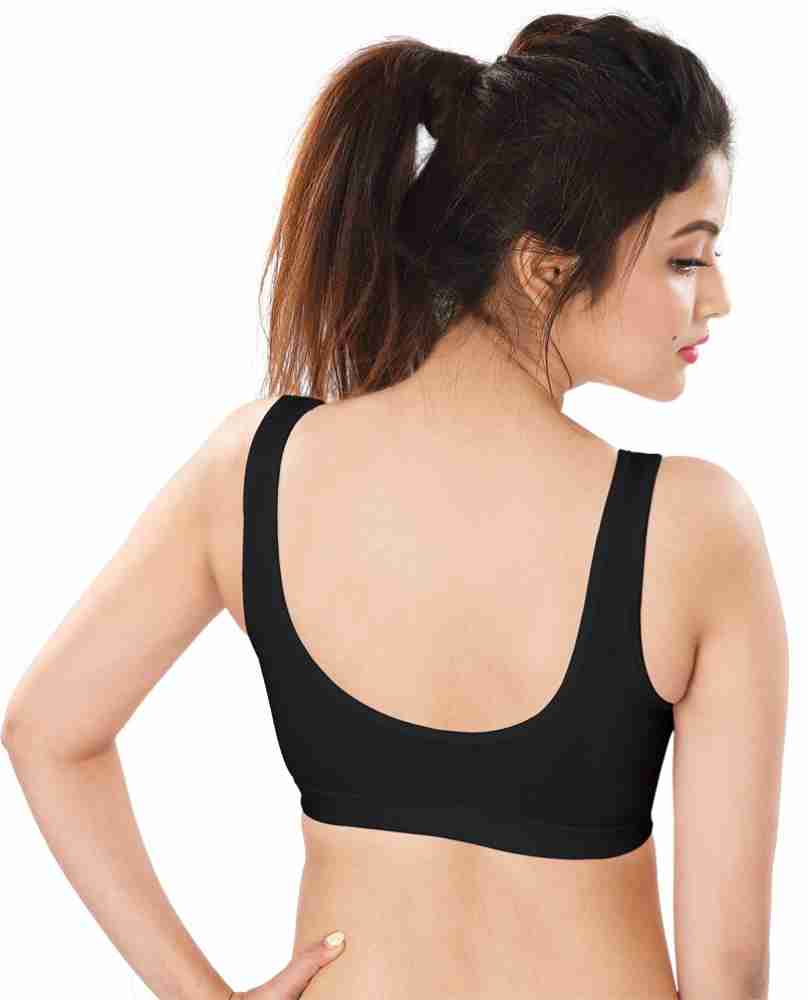 Buy dermawear Women's Cotton Blended Padded Non-Wired Sports Bra