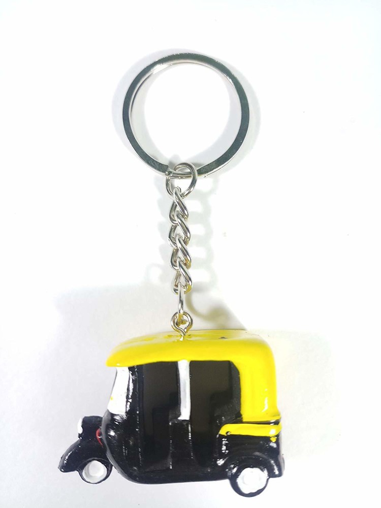 Mj Ragav PVC Auto Rickshaw Shape Rubber Keychain for Men/Women