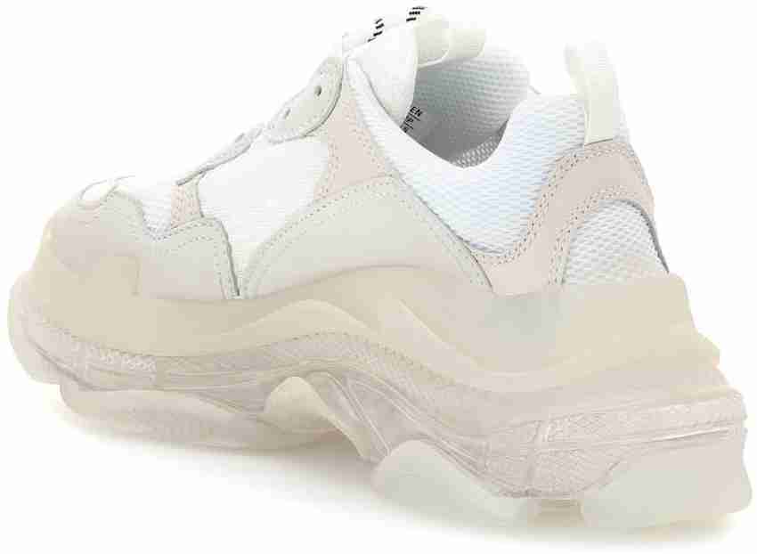BALENCIAGA Men s White Triple S Clear Sole Mesh Nubuck And