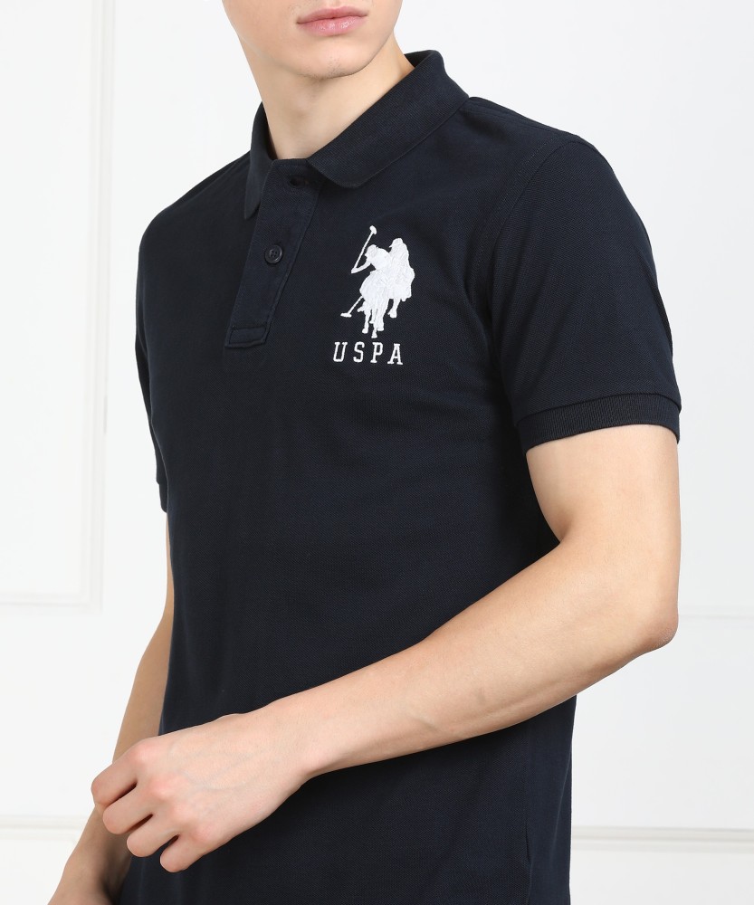 Black polo t shop shirt with white horse