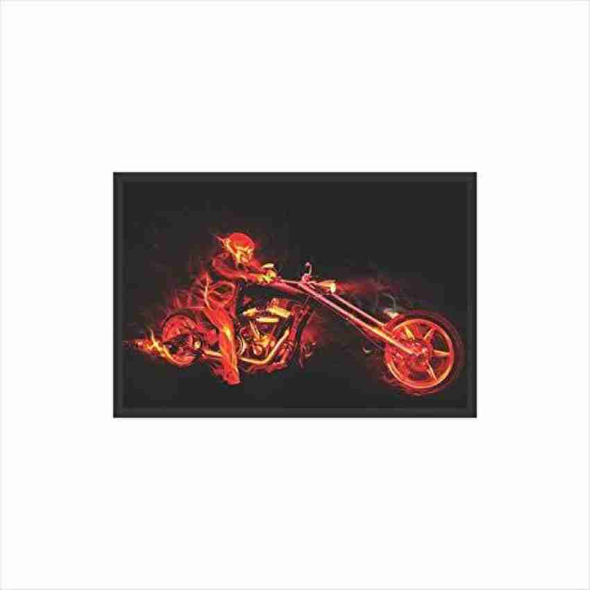 Mad Masters UV Print Burning Bike Painting with Frame 20 x 14